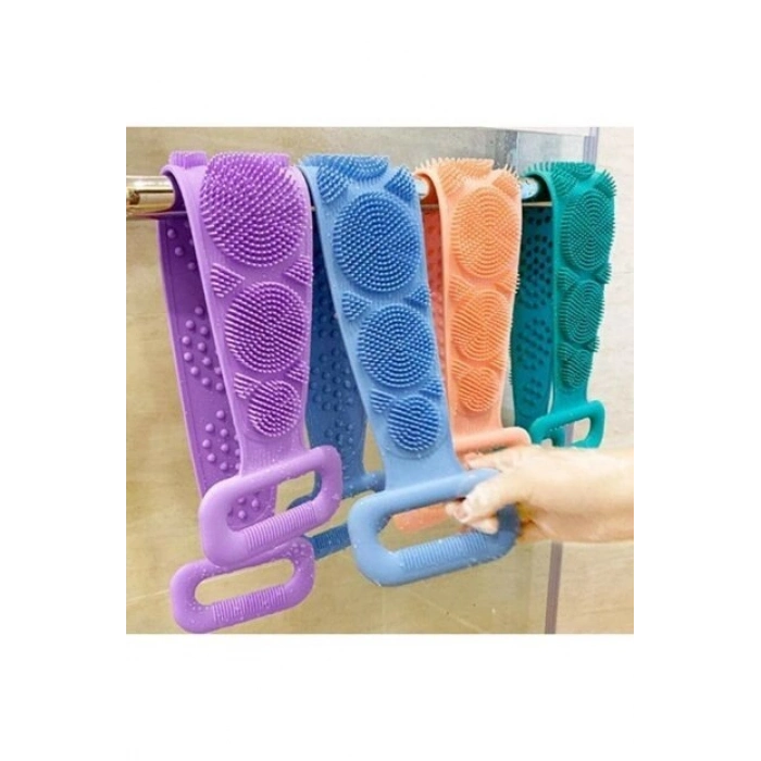 Özel Üretim 60 cm Yumuşak Masaj Fırçası Sırt Kesesi Silikon Çift Taraflı Banyo Kesesi Büyük Boy