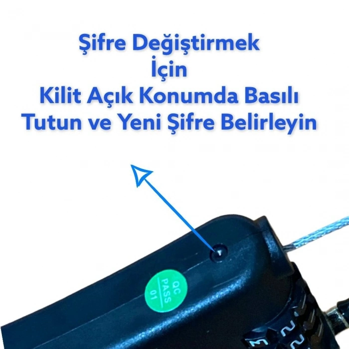 Özel Üretim Pratik Makaralı Siyah Şifreli Çelik Halatlı Scooter Motosiklet Kask Bisiklet Kilidi
