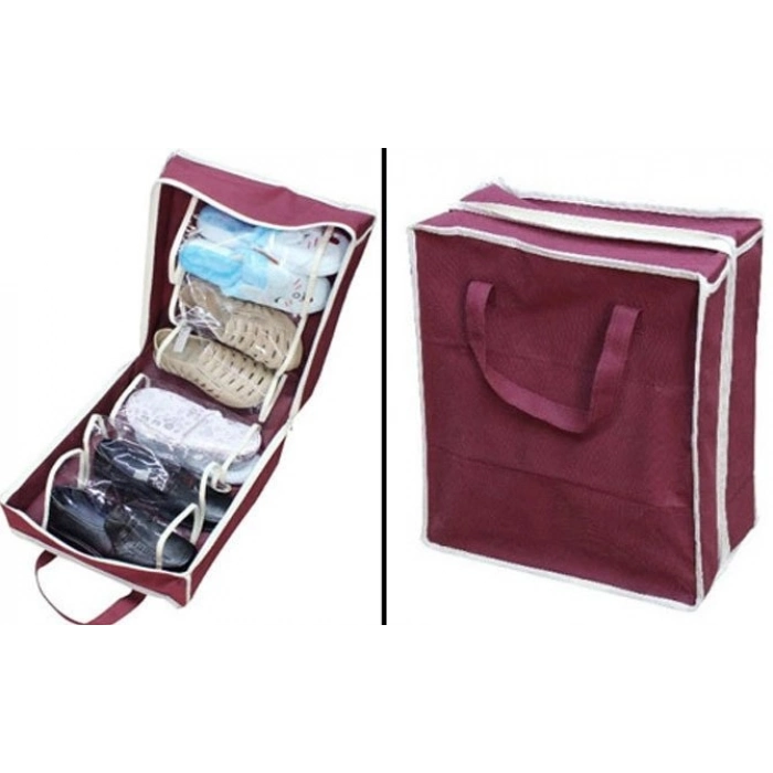 Özel Üretim Portatif Bez Organizer Katlanabilir Fermuarlı Shoe Tote Ayakkabı Taşıma Saklama Hurcu