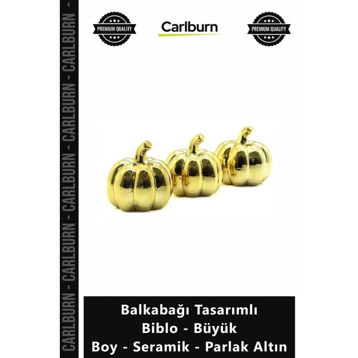 Özel Üretim Dekoratif Şık Modern Gold Balkabağı Tasarımlı Biblo Büyük Boy Seramik Parlak Altın