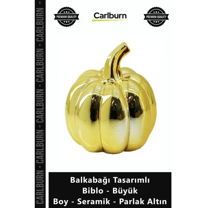 Özel Üretim Dekoratif Lüks Gold Obje Balkabağı Tasarımlı Biblo Büyük Boy Seramik Parlak Altın