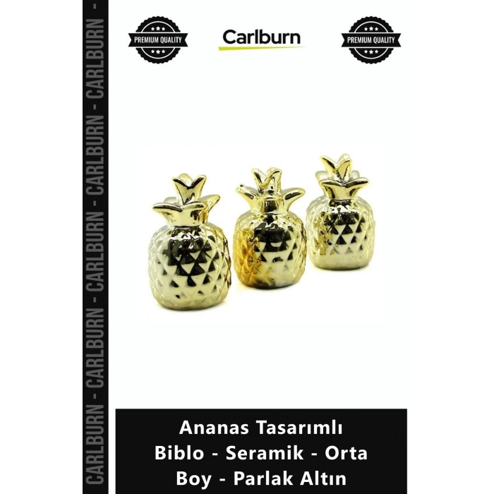 Özel Üretim Dekoratif Lüks Ev Ofis Modern Ananas Tasarımlı Biblo Seramik Orta Boy Parlak Altın