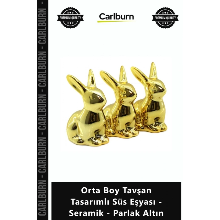 Özel Üretim Dekoratif Gold Biblo Şık Orta Boy Tavşan Tasarımlı Süs Eşyası Seramik Parlak Altın