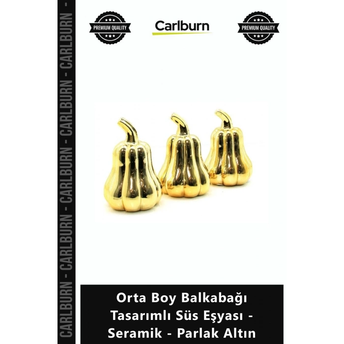 Özel Üretim Modern Lüks Gold Zarif Orta Boy Balkabağı Tasarımlı Süs Eşyası Seramik Parlak Altın