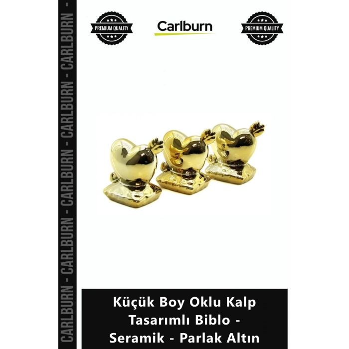 Özel Üretim Dekoratif Gold Modern Estetik Küçük Boy Oklu Kalp Tasarımlı Biblo Seramik Parlak Altın