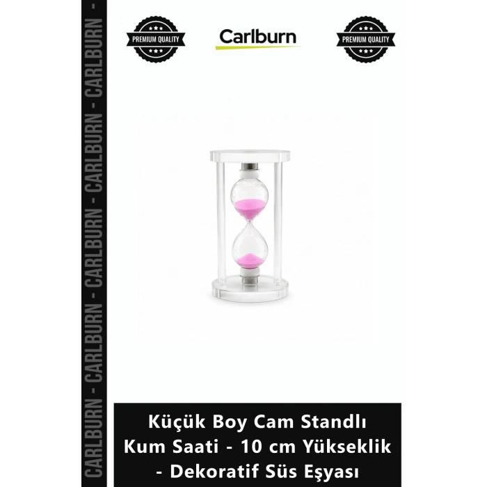 Özel Üretim Modern Estetik Küçük Boy Cam Standlı Kum Saati 10 cm Yükseklik Dekoratif Süs Eşyası