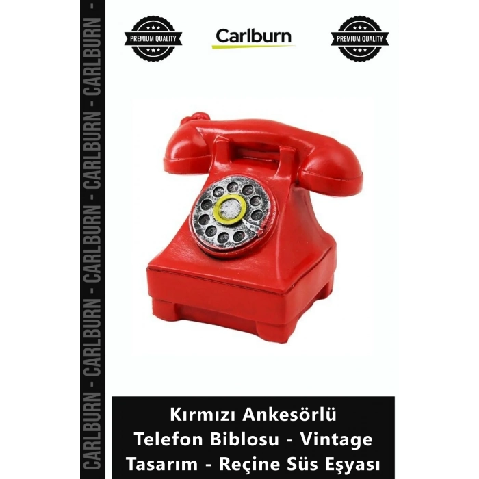 Özel Üretim Retro Nostaljik Kırmızı Ankesörlü Telefon Biblosu Vintage Tasarım Reçine Süs Eşyası