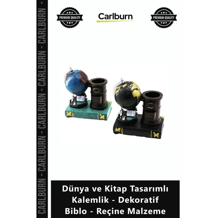Özel Üretim Ofis Masası Biblo Dünya Kitap Tasarımlı Kalemlik Dekoratif Biblo Reçine Malzeme