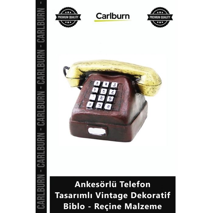 Özel Üretim Nostaljik Ofis Obje Ankesörlü Telefon Tasarımlı Vintage Dekoratif Biblo Reçine Malzeme