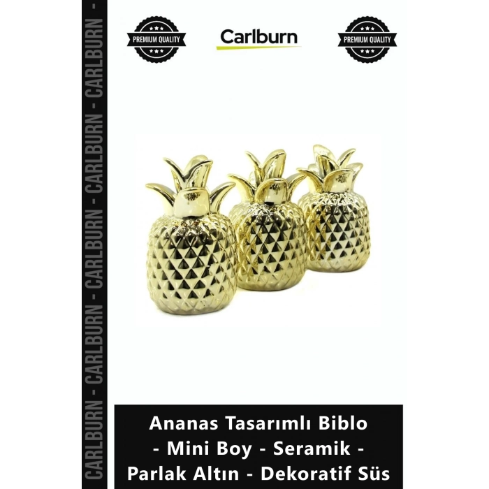 Özel Üretim Gold Lüks Şık Ananas Tasarımlı Biblo Mini Boy Seramik Parlak Altın Dekoratif Süs