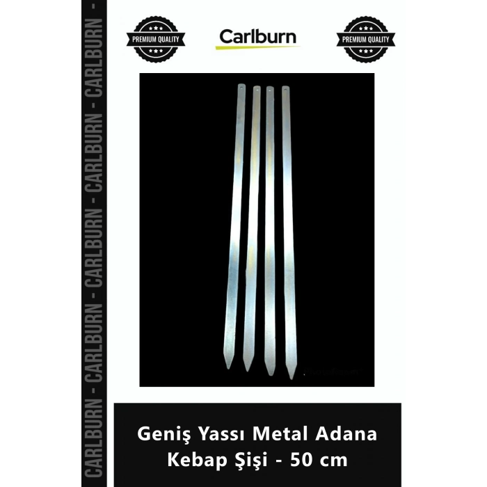 Özel Üretim Mangal Izgara Paslanmaz Çelik Kaliteli Sağlam Geniş Yassı Metal Adana Kebap Şişi 50 cm
