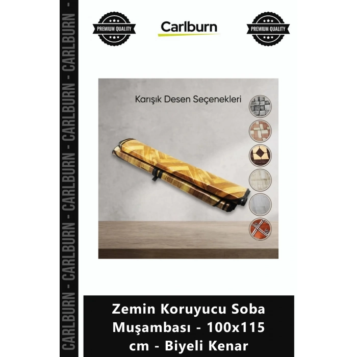 Özel Üretim Isıya Dayanıklı Leke Tutmaz Zemin Koruyucu Soba Muşambası 100x115 cm Biyeli Kenar