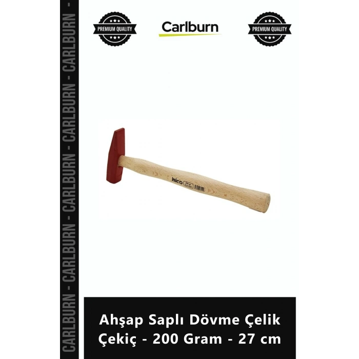Özel Üretim Profesyonel Kaliteli Sağlam El Aleti Ahşap Saplı Dövme Çelik Çekiç 200 Gram 27 cm