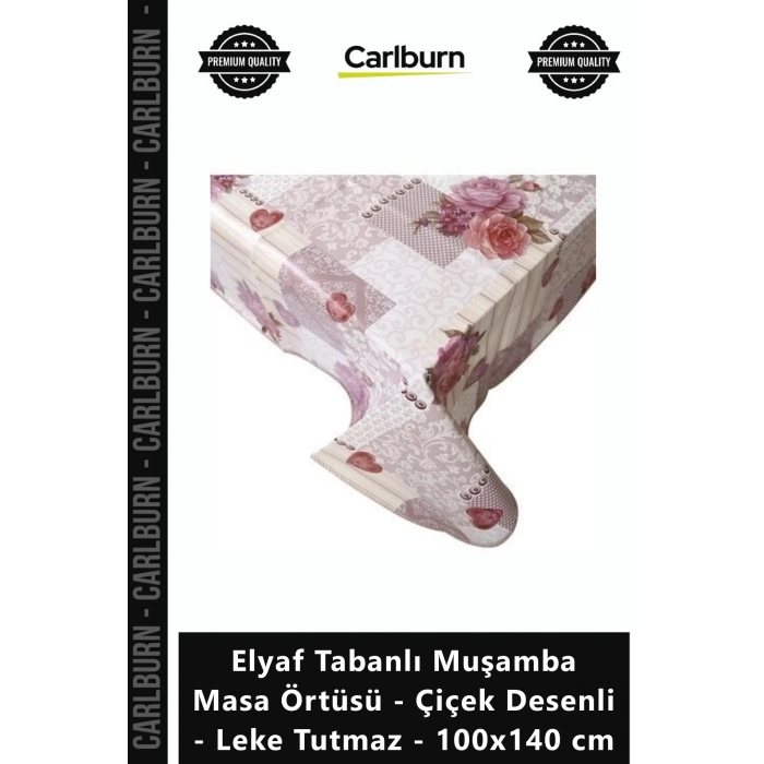 Özel Üretim Şık Elyaf Tabanlı Muşamba Masa Örtüsü Çiçek Desenli Leke Tutmaz 100x140 cm