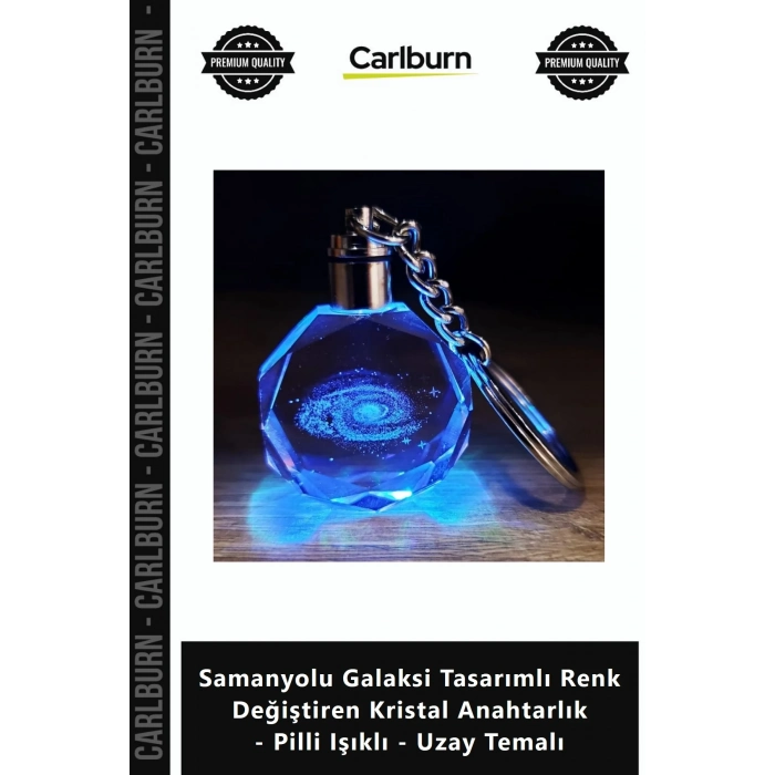 Özel Üretim Samanyolu Galaksi Tasarımlı Renk ğiştiren Kristal Anahtarlık Pilli Işıklı Uzay Temalı