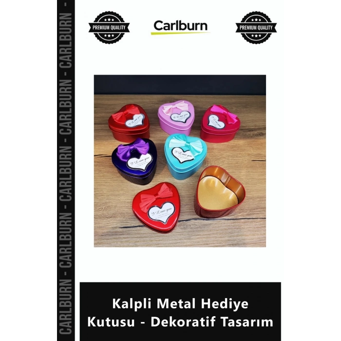 Özel Üretim Şık Metal Takı Saklama Kutusu Renkli Kalpli Metal Hediye Kutusu Dekoratif Tasarım