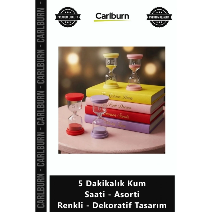 Özel Üretim Cam Hediye Ofis Masası Şık 5 Dakikalık Kum Saati Asorti Renkli Dekoratif Tasarım