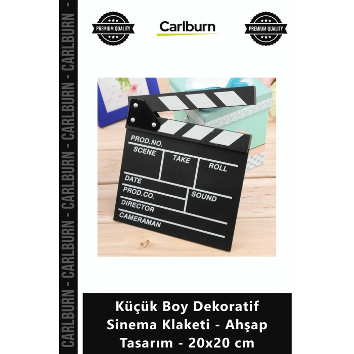Özel Üretim Şık Film Hediye Masaüstü Küçük Boy Dekoratif Sinema Klaketi Ahşap Tasarım 20x20 cm