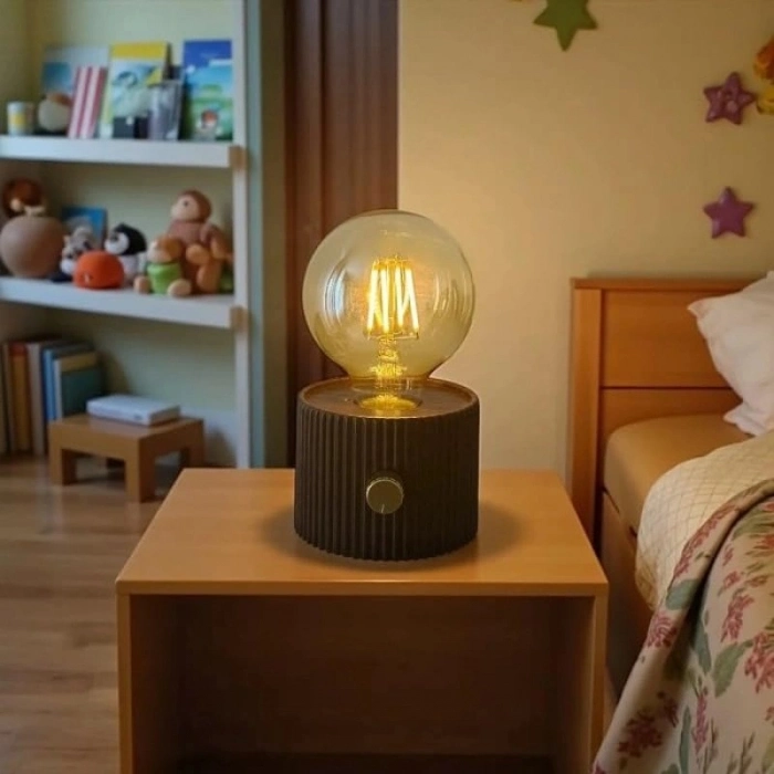 Özel Üretim Retro Kablosuz Led Şarjlı Dekoratif Masa Lambası Kademesiz Dimmer TypeC Bağlantılı
