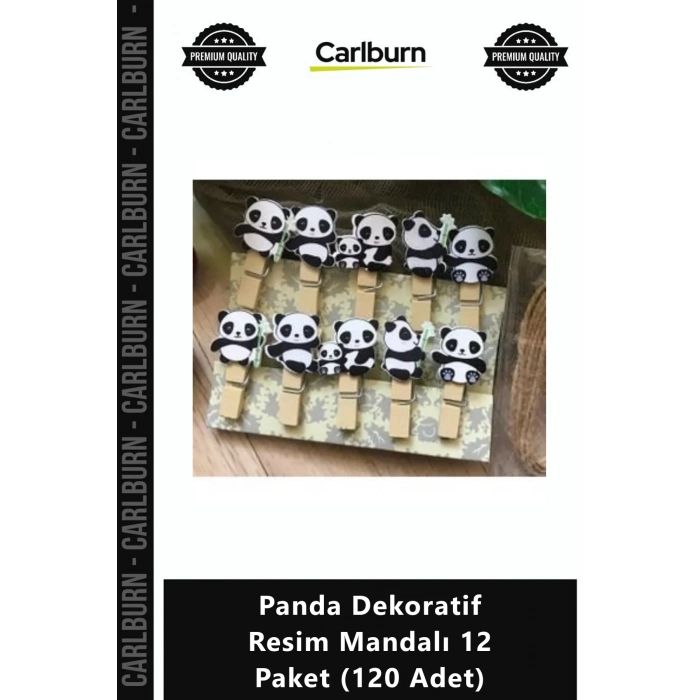 Özel Üretim Toptan Ahşap Sevimli Tasarımlı Panda Dekoratif Resim Mandalı 12 Paket 120 Adet
