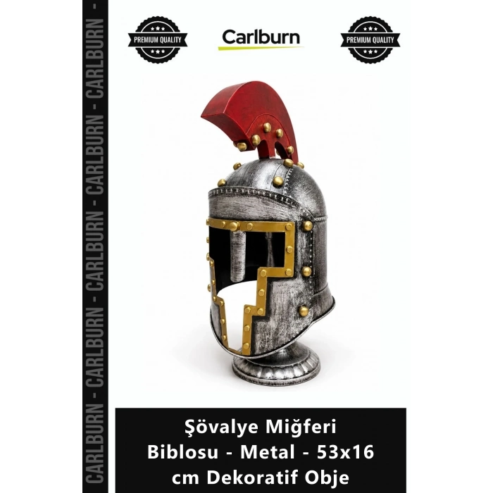 Özel Üretim Antik El İşçiliği Lüks Tasarım Şövalye Miğferi Biblosu Metal 53x16 cm Dekoratif Obje
