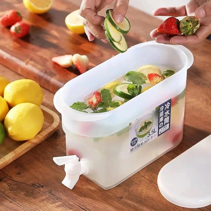 Özel Üretim Detoks Su Meyve Suyu Servis Hazne Musluklu İçecek Sebili Buzdolabı Uyumlu 35 Litre
