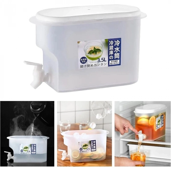 Özel Üretim Detoks Su Meyve Suyu Servis Hazne Musluklu İçecek Sebili Buzdolabı Uyumlu 35 Litre