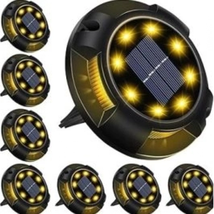 Özel Üretim Bahçe Lambası Su Geçirmez 4lü Solar Panelli Kazıklı Zemin Solar Ledi 8+4 Led GÜN IŞIĞI