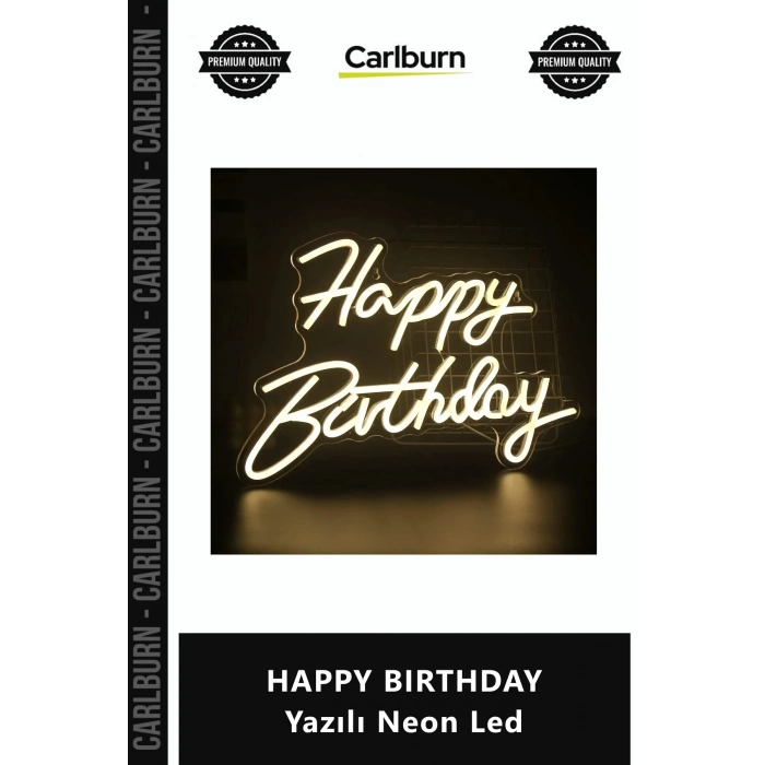 Özel Üretim 444x34cm Doğum Günü Parti Dekorasyonu Işıklı Tabela Şık HAPPY BIRTHDAY Yazılı Neon Led