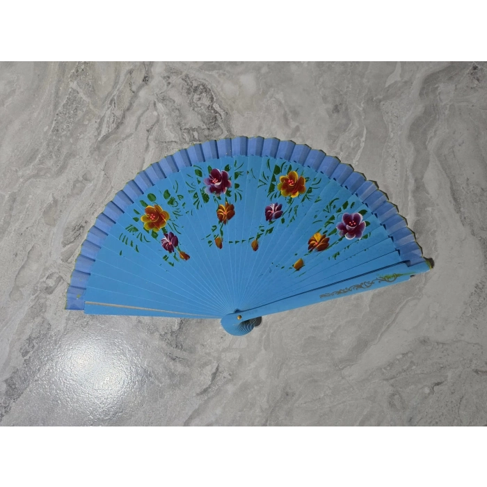 Özel Üretim Kaliteli Dekoratif Hediyelik Bambu Çift Taraflı Yelpaze Karışık Renkler 12li Paket