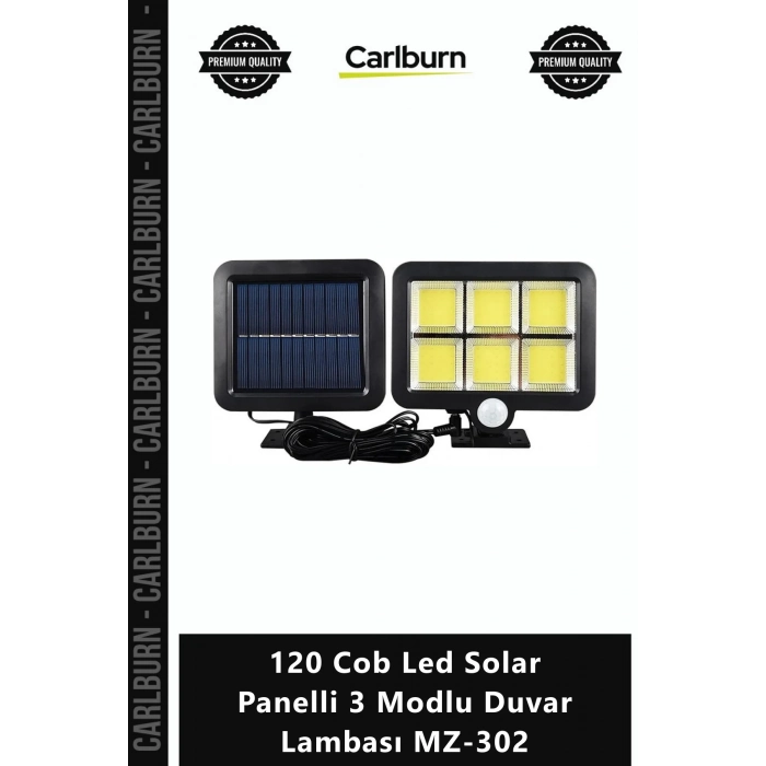 Özel Üretim Bahçe Aydınlatma Dış Mekan Güneş 120 Cob Led Solar Panelli 3 Modlu Duvar Lambası MZ302