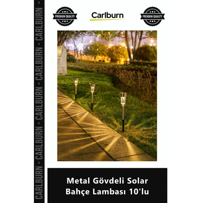 Özel Üretim Gün Işığı Güneş Enerjili Dayanıklı Dekoratif Metal Gövdeli Solar Bahçe Lambası 10lu
