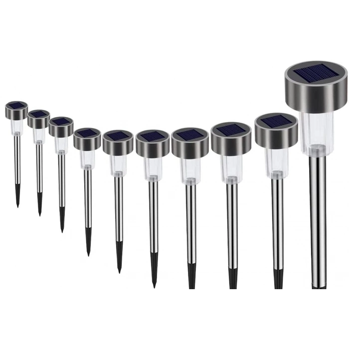 Özel Üretim Gün Işığı Güneş Enerjili Dayanıklı Dekoratif Metal Gövdeli Solar Bahçe Lambası 10lu