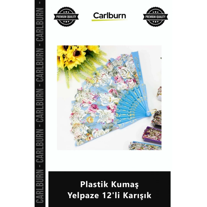 Özel Üretim Kaliteli Renkli Promosyon Hediyelik Parti Aksesuar Plastik Kumaş Yelpaze 12li Karışık