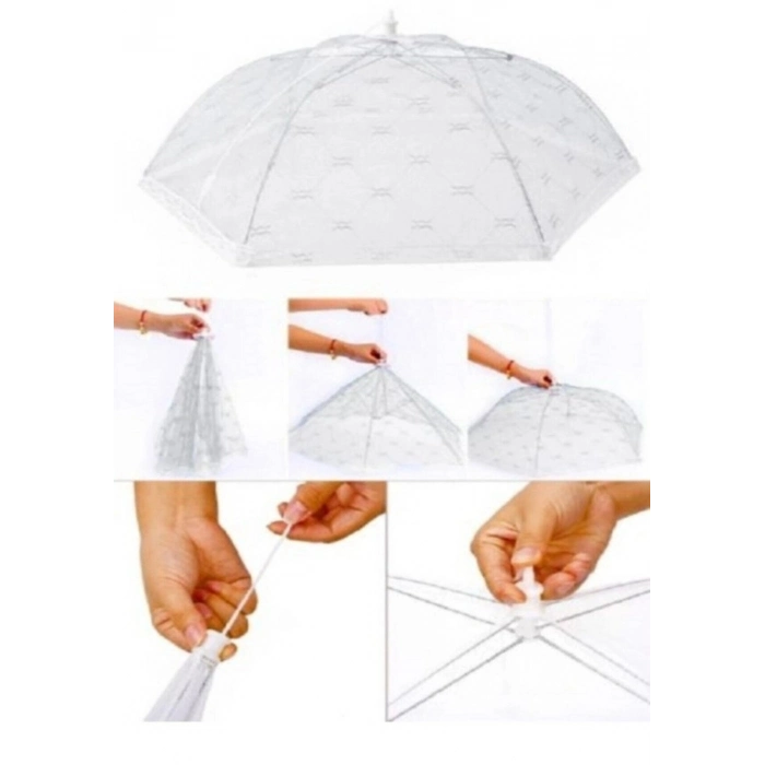 Özel Üretim 60x60x25 cm Katlanabilir Pratik Sinek File Toz Geçirmez Fileli Yemek Koruma Şemsiyesi