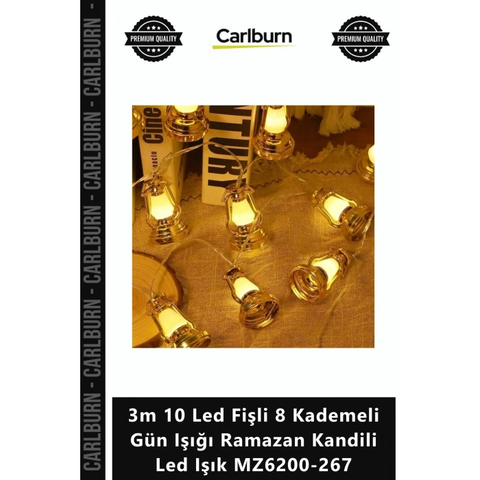 Özel Üretim Şık Dekoratif 3m 10 Led Fişli 8 Kademeli Gün Işığı Ramazan Kandili Led Işık MZ6200267