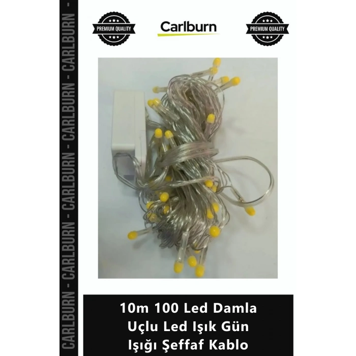 Özel Üretim 8 Fonksiyonlu Fişli Dekoratif Şık 10m 100 Led Damla Uçlu Led Işık Gün Işığı Şeffaf Kablo