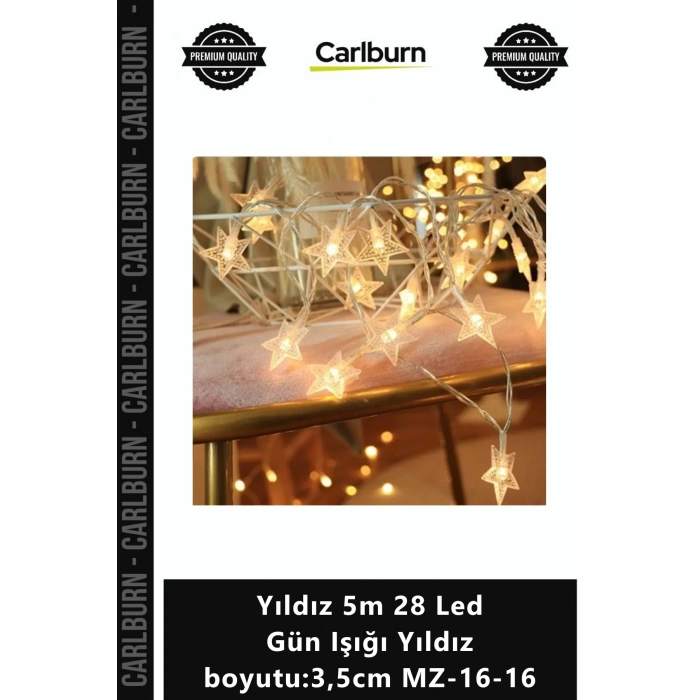 Özel Üretim Dekoratif Sıcak Işık Uzatmalı Yıldız 5m 28 Led Gün Işığı Yıldız boyutu35cm MZ1616