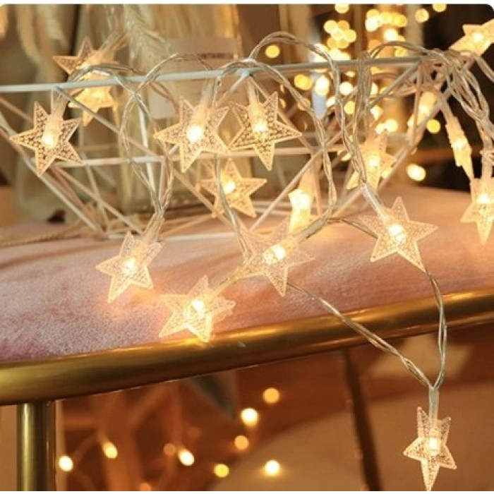 Özel Üretim Dekoratif Sıcak Işık Uzatmalı Yıldız 5m 28 Led Gün Işığı Yıldız boyutu35cm MZ1616