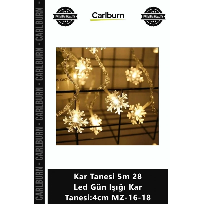 Özel Üretim Dekoratif 8 Fonksiyonlu Şerit Kar Tanesi 5m 28 Led Gün Işığı Kar Tanesi4cm MZ1618
