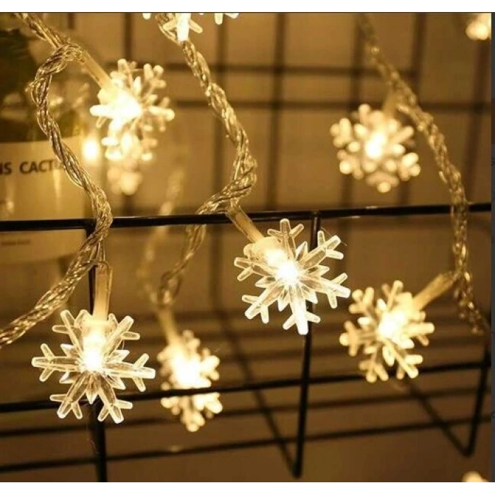 Özel Üretim Dekoratif 8 Fonksiyonlu Şerit Kar Tanesi 5m 28 Led Gün Işığı Kar Tanesi4cm MZ1618