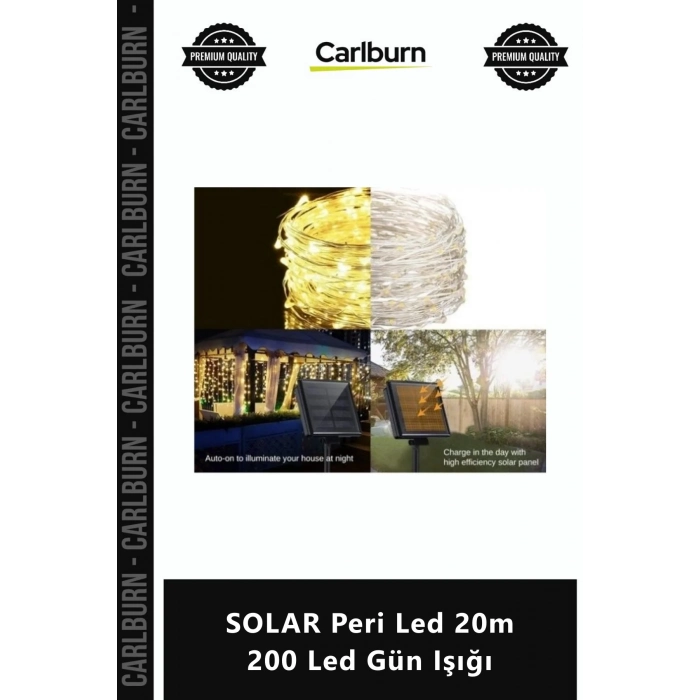 Özel Üretim 8 Fonksiyonlu Güneş Enerjili Bahçe Aydınlatma Su Geçirmez SOLAR Peri Led 20m 200 Led Gün