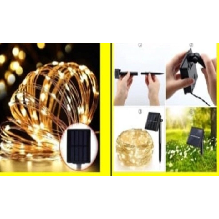 Özel Üretim 8 Fonksiyonlu Güneş Enerjili Bahçe Aydınlatma Su Geçirmez SOLAR Peri Led 20m 200 Led Gün