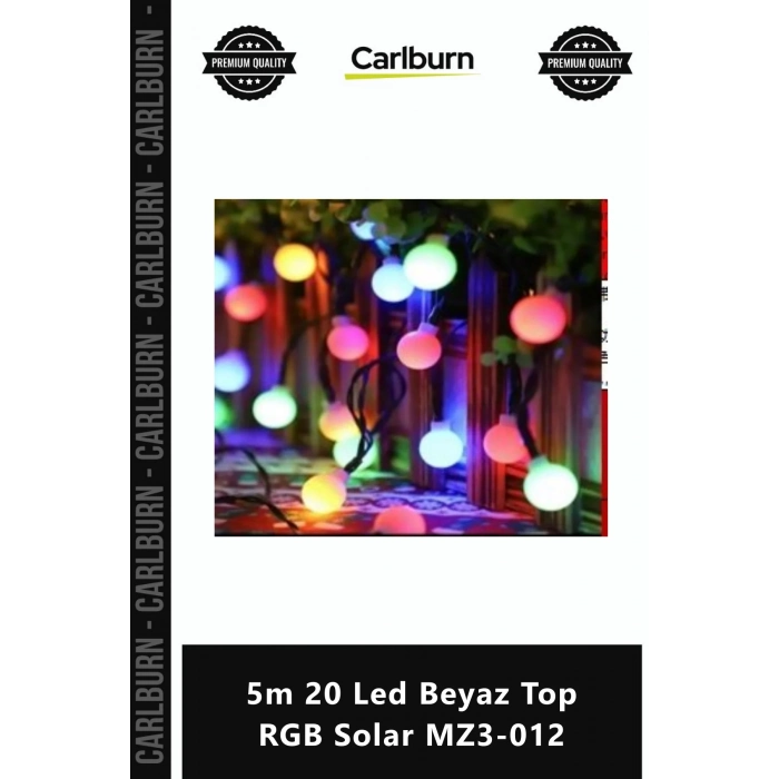 Özel Üretim Güneş Enerjili Su Geçirmez Dekoratif 8 Fonksiyonlu 5m 20 Led Beyaz Top RGB Solar MZ3012