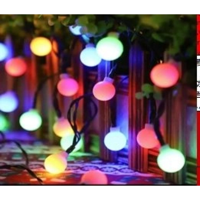 Özel Üretim Güneş Enerjili Su Geçirmez Dekoratif 8 Fonksiyonlu 5m 20 Led Beyaz Top RGB Solar MZ3012