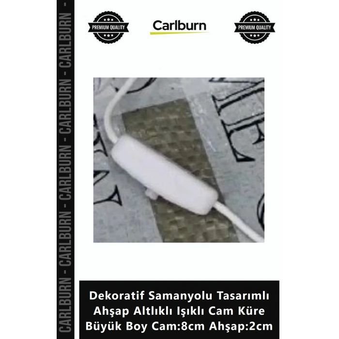 Özel Üretim Dekoratif Samanyolu Tasarımlı Ahşap Altlıklı Işıklı Cam Küre Büyük Boy Cam8cm Ahşap2cm