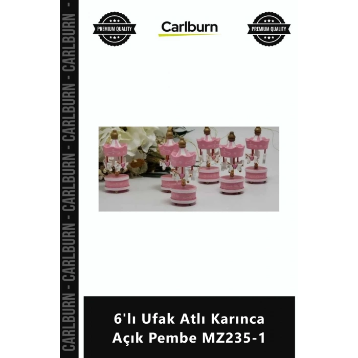 Özel Üretim Hediyelik Eşya Biblo Masa Üstü Aksesuar Dekoratif 6lı Ufak Atlı Karınca Açık Pembe MZ23
