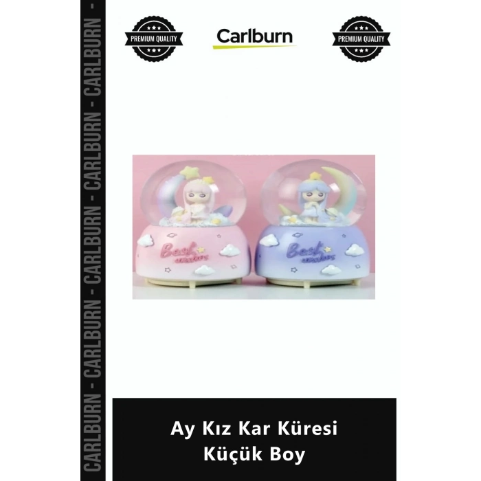 Özel Üretim Işıklı Pilli Karlı Dekoratif Hediyelik Masaüstü Biblo Şık Ay Kız Kar Küresi Küçük Boy