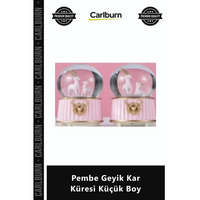 Özel Üretim Pilli Işıklı Karlı Dekoratif Hediyelik Gece Lambası Pembe Geyik Kar Küresi Küçük Boy