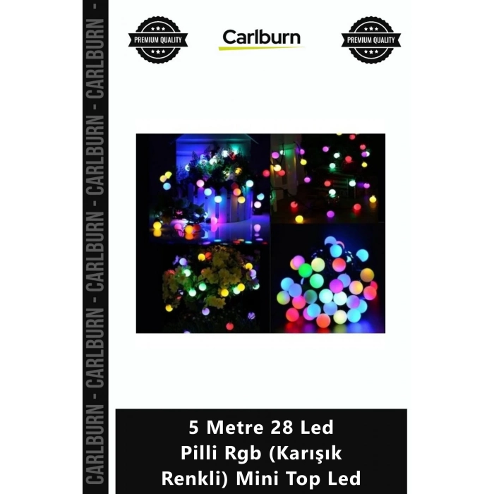 Özel Üretim Dekoratif Süsleme Parti Aydınlatma 5 Metre 28 Led Pilli Rgb Karışık Renkli Mini Top Led